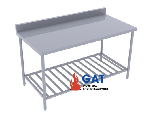 BÀN INOX CÓ 01 KỆ DƯỚI THANH