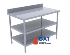 BÀN INOX 02 KỆ DƯỚI CÓ GÁY