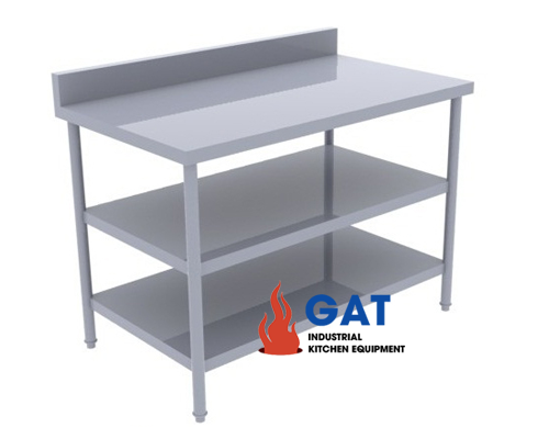 BÀN INOX 02 KỆ DƯỚI CÓ GÁY